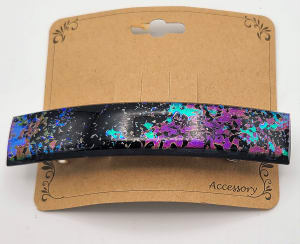 Barrette-Turquoise and Purple Splatter Dichroic