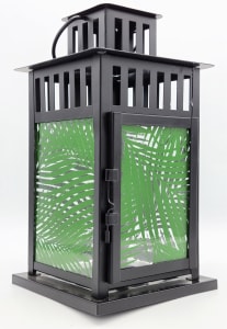 Lantern with Green Fern Leaf Panels