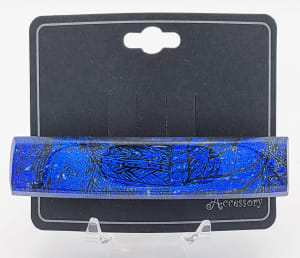 Barrette-Blue Patterned Dichroic, Capped