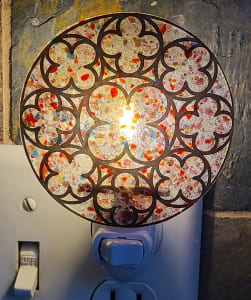 Nightlight with Stained Glass Window Design-Red/Pink/Purple/White