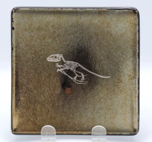 Small Plate with Dimorphodon on Black Irid
