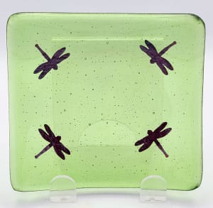 Plate-Light Green with Quartet of Copper Dragonflies