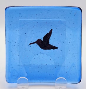 Plate-Sky Blue with Copper Hummingbird