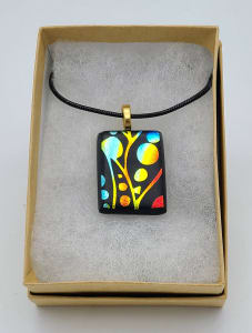 Necklace-Etched Sea Tangle on Candy Apple Red Twizzle Dichroic