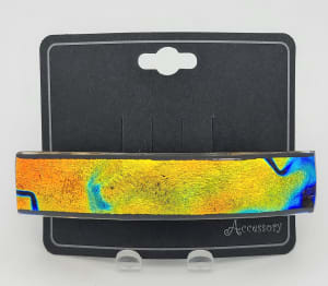Barrette-Crinkle Dichroic in Golds/Oranges/Blues