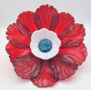 Garden Flower-Red with White Bowl and Dichroic Center