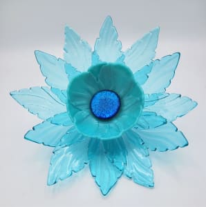 Garden Flower-Aqua with Turquoise Bowl and Dichroic Center