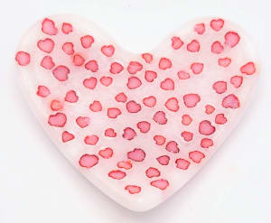 Small Dish-White Heart with Red Mini Hearts