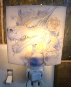 Nightlight with Dragon and Flowers