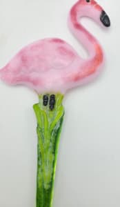 Plant Stake-Pink Flamingo