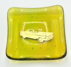 Trinket Dish-Gold Sedan on Chartreuse