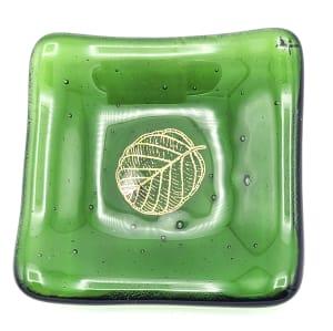 Trinket Dish-Green with Gold Leaf