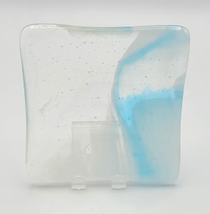 Small Dish-Clear/Turquoise/White Streaky