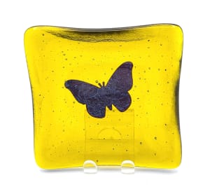 Small Dish-Chartreus with Copper Butterfly
