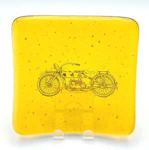 Small Plate-Golden with Gold Vintage Motorcycle