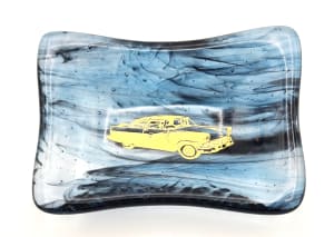 Trinket Dish-Black/Clear Streaky with Gold Bel Aire