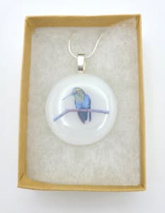 Necklace-Hummingbird on Branch on White