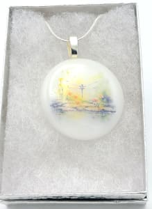 Necklace-White with Dragonfly Pond