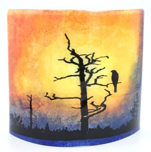 Stand-Up Curve-Raven on Tree Snag Overlooking Sunrise