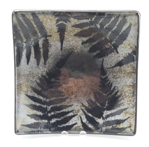 Plate-Silver Irid with Ferns