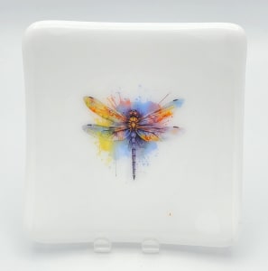 Small Plate-Watercolor Dragonfly on White
