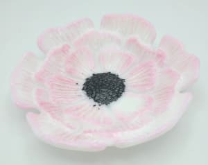 Poppy Dish-Small in White with Pink Tinged Edges