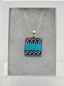 Necklace-Turquoise Dichro through Floral Pattern
