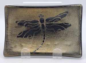 Soap Dish/Spoon Rest-Dragonfly on Gold Irid