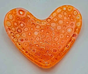 Murrini Heart Dish in Orange/White