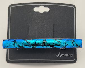 Barrette-Dragonfly Design on Blue Dichroic