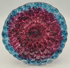 Dahlia Dish-Steel Blue and Fuschia