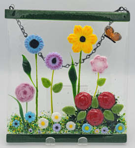 Garden Hanger-Roses, Daisy and other Flowers with Monarch Butterfly