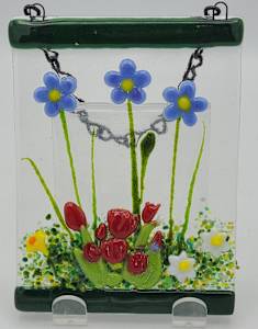 Garden Hanger-Lavender Daisies with Tulips and Daffodils