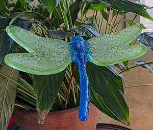 Plant Pick-Dragonfly, Large in Turquoise/Grass Green