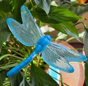 Plant Pick-Dragonfly, Large in Turquoise/Aqua