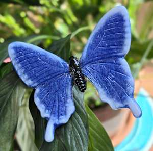 Plant Pick-Butterfly, Large in Blue and White