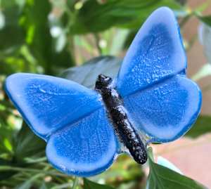 Plant Pick-Butterfly, Large in Blue/White