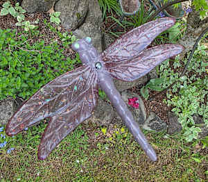 Dragonfly Yard Art in Purples