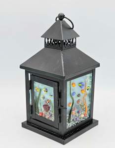 Lantern, Small, Black with Undersea Panels