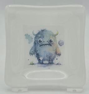 Small Dish-Cute Monster on White