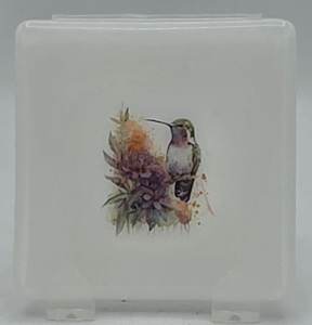 Small Plate-White with Hummingbird on Branch