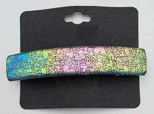 Barrette-Heart Dichroic, capped in Turquoise to Gold