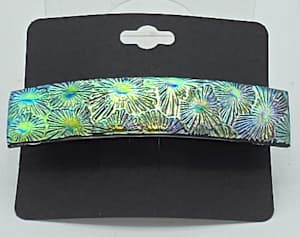 Barrette-Gold/Turquoise Florentine Dichroic