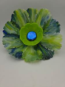 Garden Flower-Spring Green/White/Cobalt Streaky, Spring Green Bowl and Dichroic Center