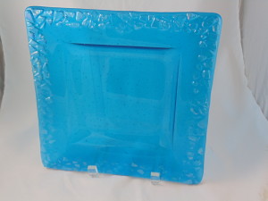 Irid Edged Dish-Turquoise