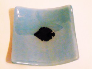 Sushi Style Plate with Copper Fish-Powder Blue