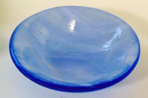 Small Bowl-Sapphire Blue Tint & White Streaky