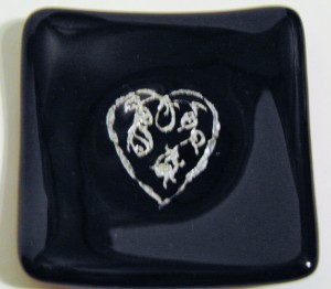 Heart Dish, Black with Silver