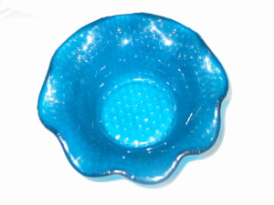 Ruffled Bowl-Turquoise Irid