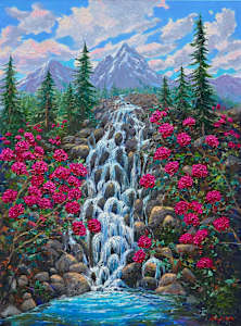 "Magic Mountain Waterfall" Oil 48" x 36"